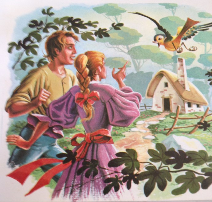 το πουλάκι τους μετέφερε σε ένα όμορφο καλύβι