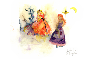 Η βασιλοπούλα ψάχνει τον σιμιγδαλένιο της. Από την ζωγράφο-εικαστικό Κωνσταντίνα Σιδηροπούλου.